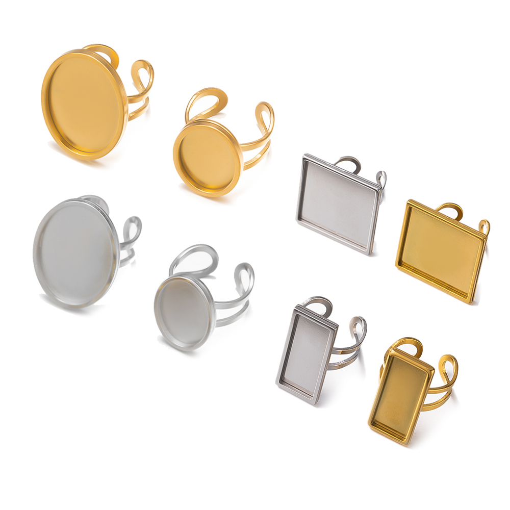 Ring Set Adjustable - 4 adet Paslanmaz Çelik Altın Boş