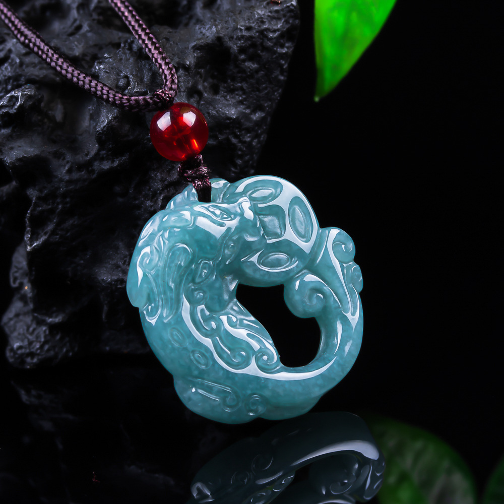 Women Accessories To Gift - Birmanya Yeşim Taşı Pixiu Kolye Gerçek