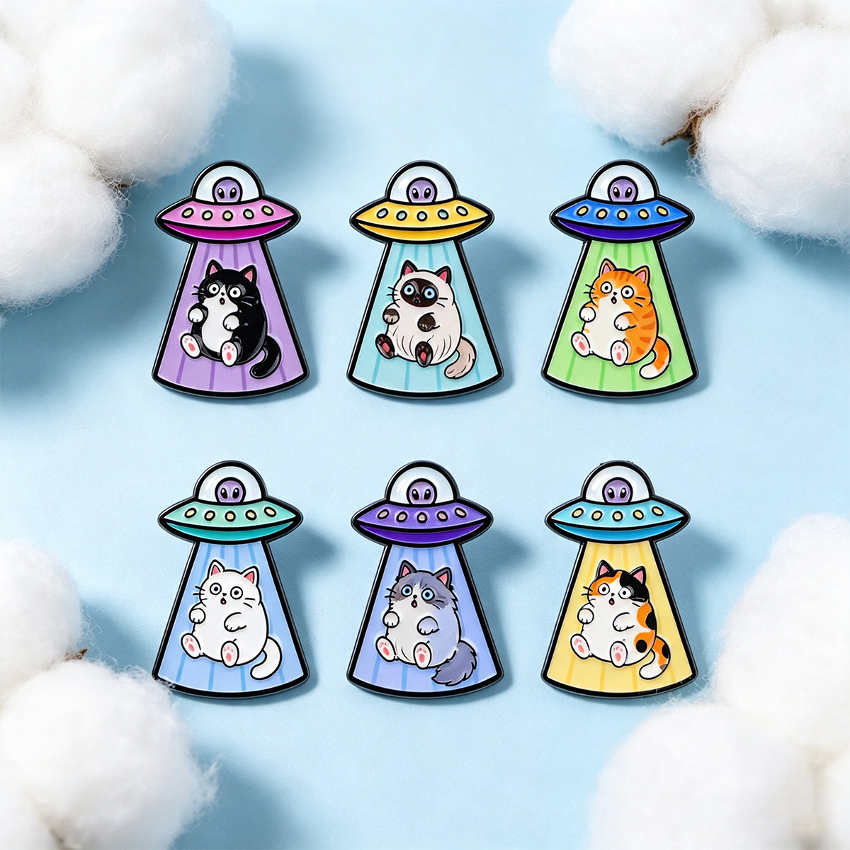 Kawaii Uzaylı UFO Kedi Emaye R - Women'S Clothing And Accessories incelemesi ve fiyatı